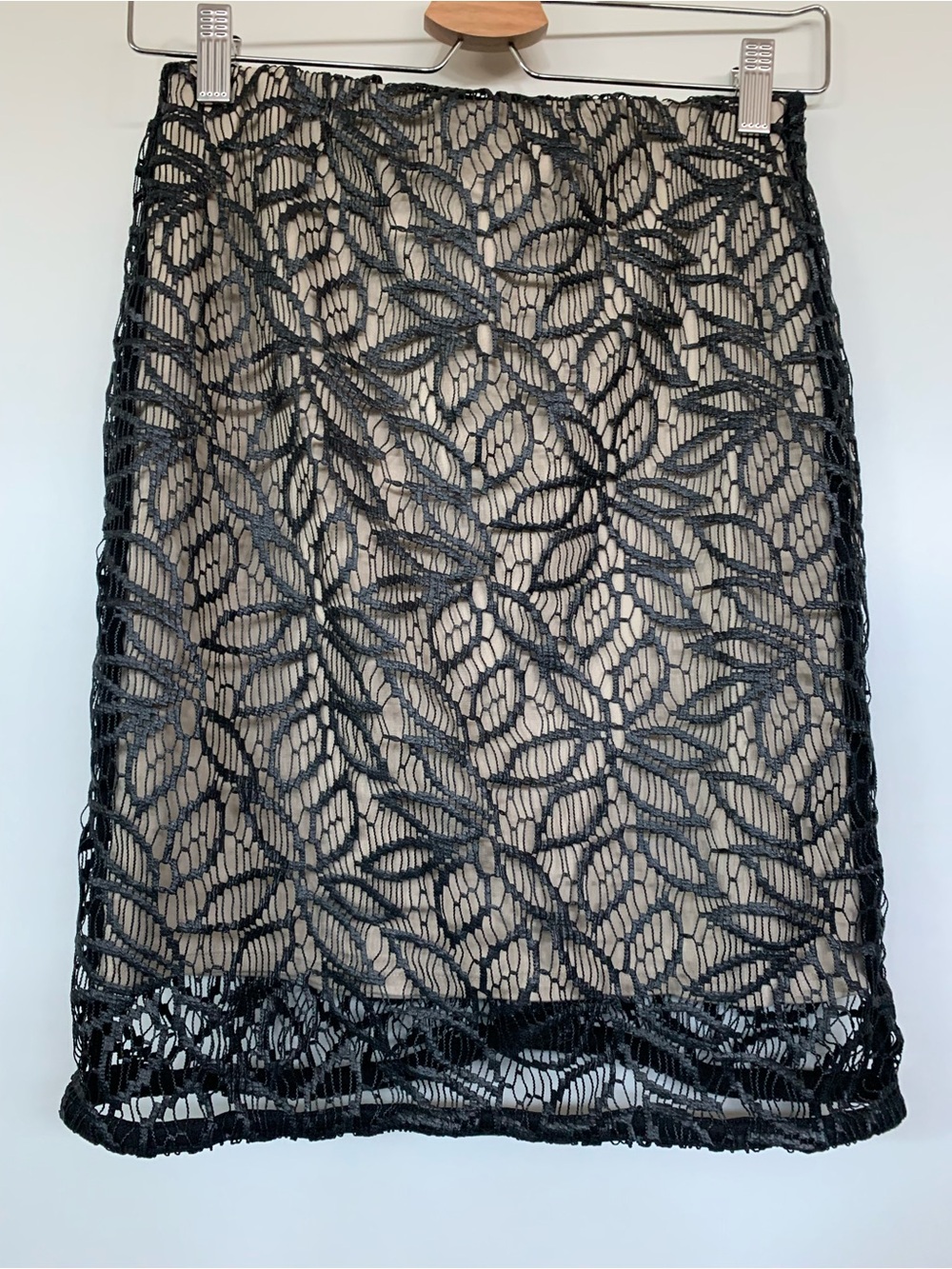 Ann Taylor Black Lace Overlay Pencil Skirt